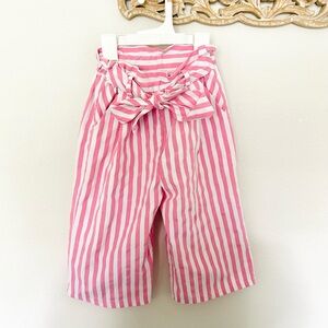 Pink and White Striped Paperbag Pants